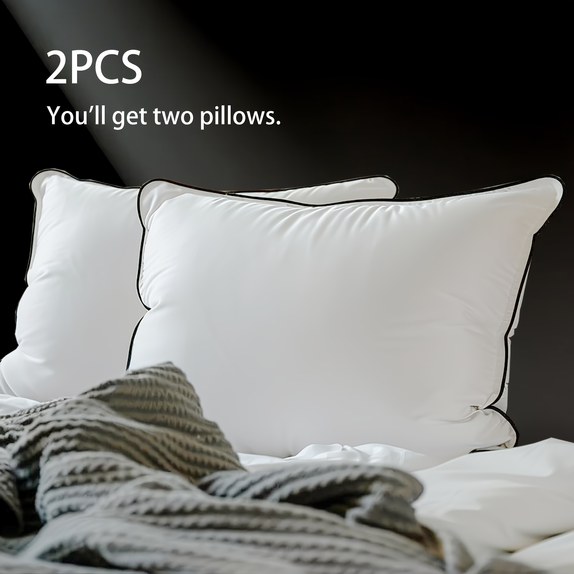 2 Pcs Of Pillow With 3 Chamber Filling, Made From High-quality Materials 100% , Stuffed With 10% Goose Down, Washed In Machine, In Sizes, 40*80cm, 50*75cm, 80*80cm,, Rds And