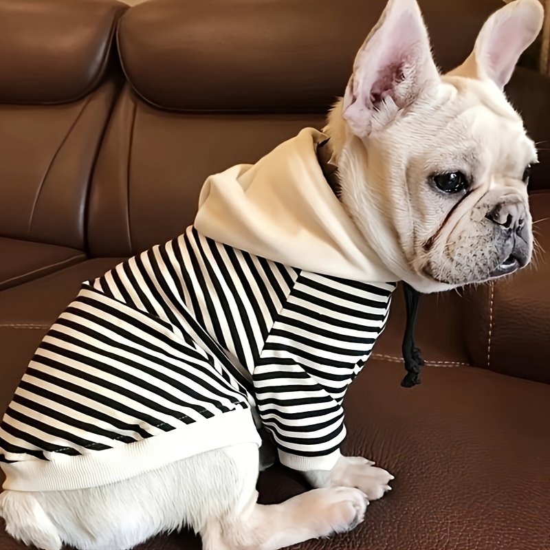 

1pc Striped Pet Coat Hoodie, Perfect For Winter Spring Summer And Autumn, Let Your Dog Comfy And Stylish,the Best Choice Of Clothes For Going Out