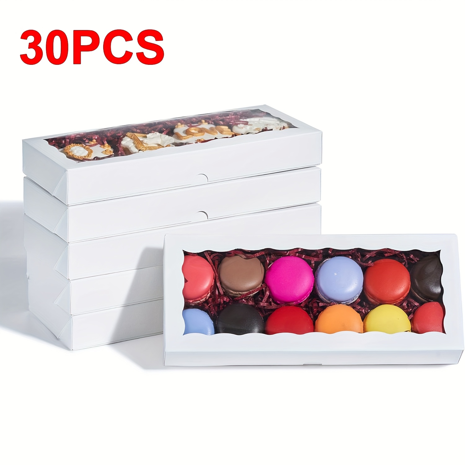 TEMU 30pcs 12 X .5 Inches /white Square Cookie Boxes, Clear Window Design, Perfect For , Baked Goods, Dessert, Snacks