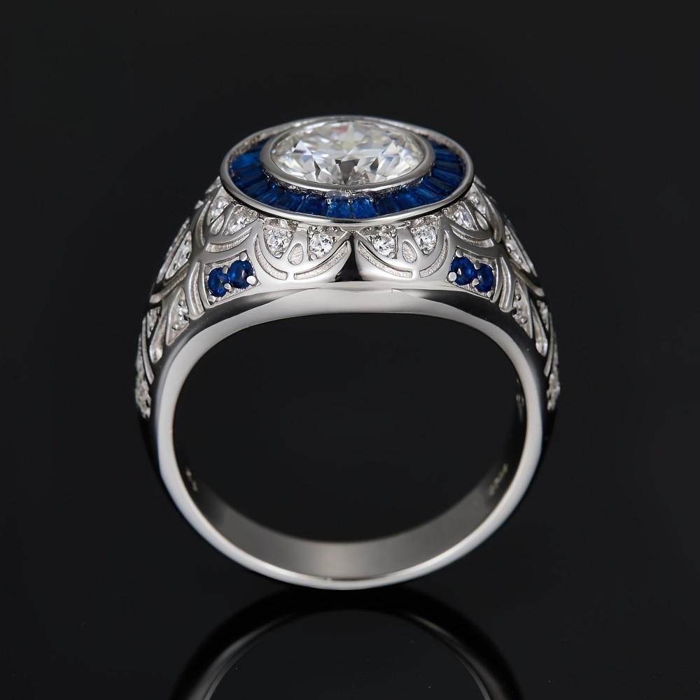 Men's S925 Silver 3 Carat Moissanite Ring, Hip Hop Style