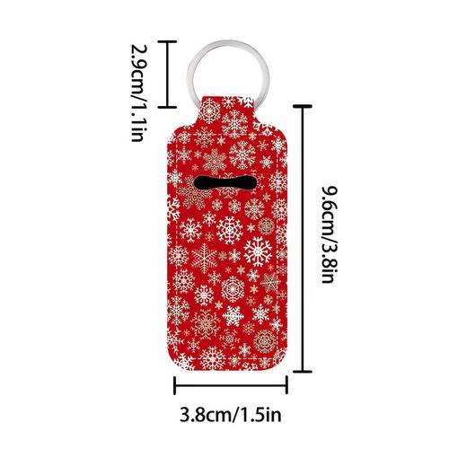 5pcs christmas theme lipstick holder key chain pendant lip protection case zipper pendant car key chain bag packaging accessory christmas gift new year gift