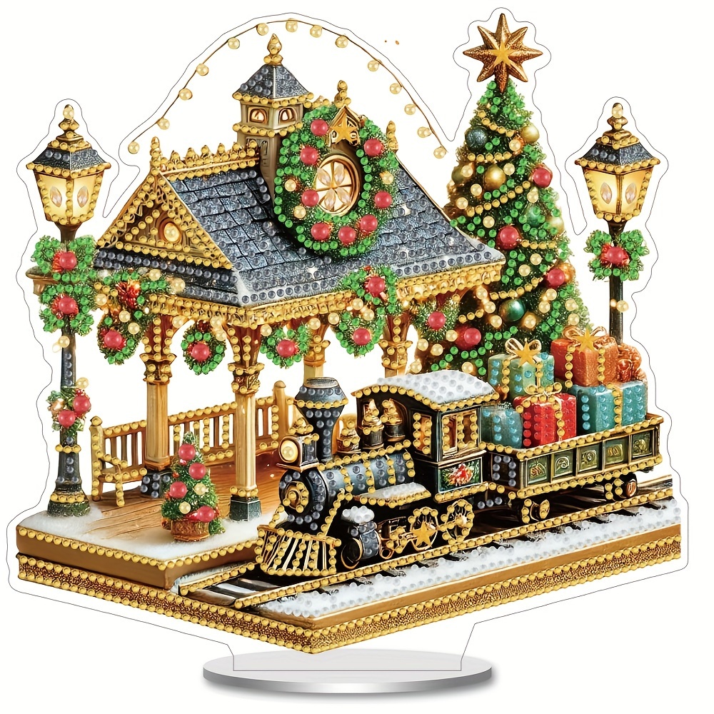 

Festive Christmas Village Diamond Painting Kit - Irregular Shaped Acrylic Diamonds, Diy 3d Desktop Decor, Holiday Mosaic Art Craft Set For Home Decor Gift Room