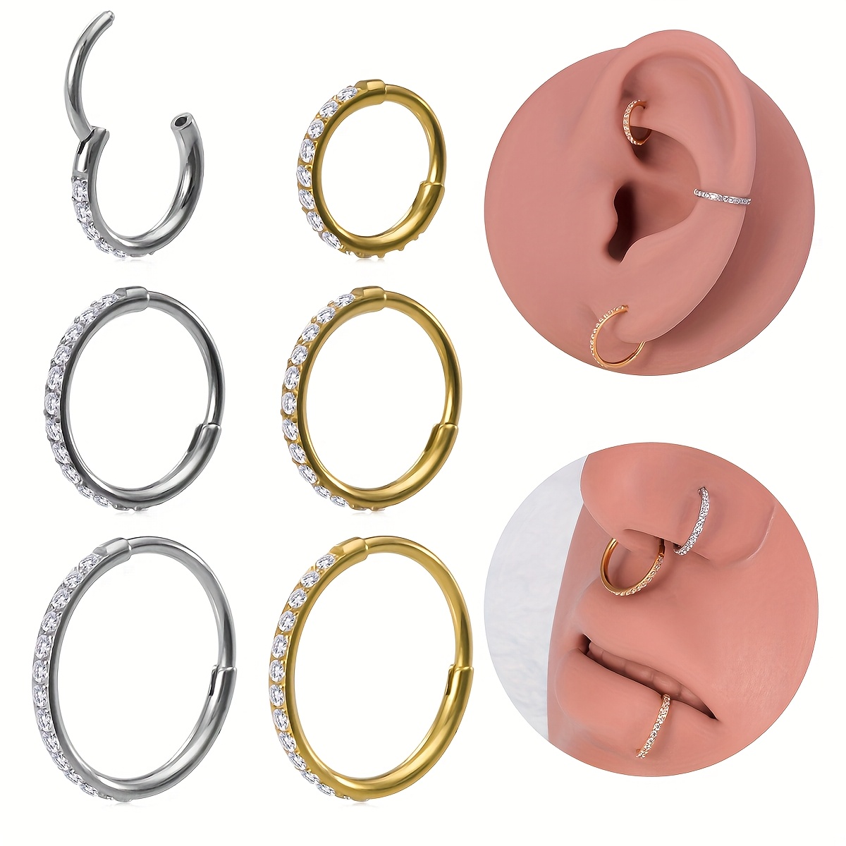 Synthetic Zirconia Hinged Nose Ring, Vintage Style for Daily Wear