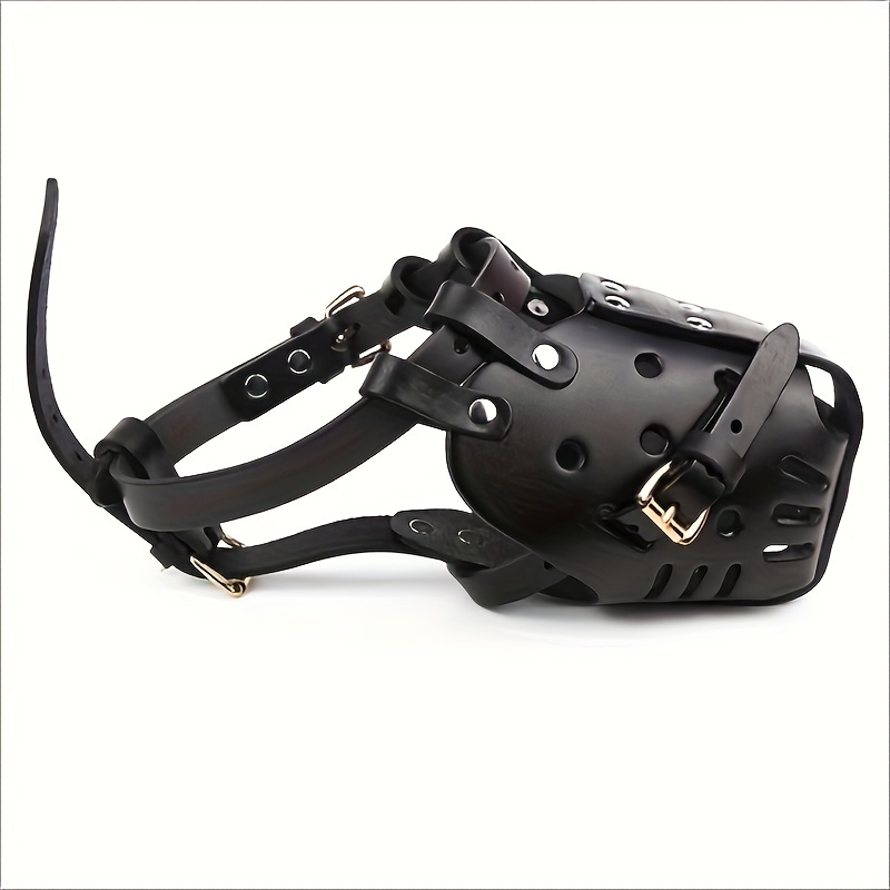 Durable PU Leather Dog Muzzle - Anti-Bite Basket for German Shepherds & Dobermans, Adjustable Straps & Metal Buckles, All-Season Training & Defense Mask for Small to Large Dogs