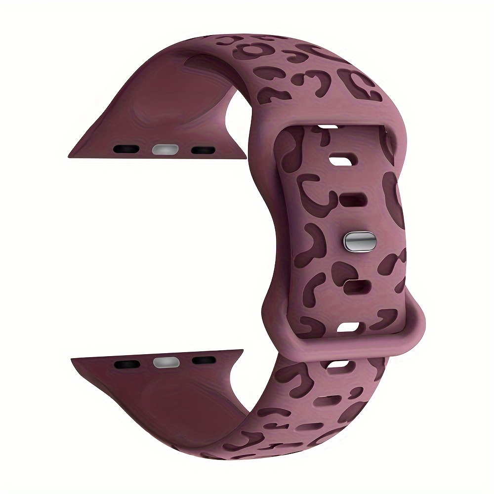 Image of Leopard Engraved Band Compatible With 1watch Band 38mm 44mm 45mm 46mm, Sport Wristbands Replacement For Iwatch Series 10 6 5 4 3 2 Se For Women