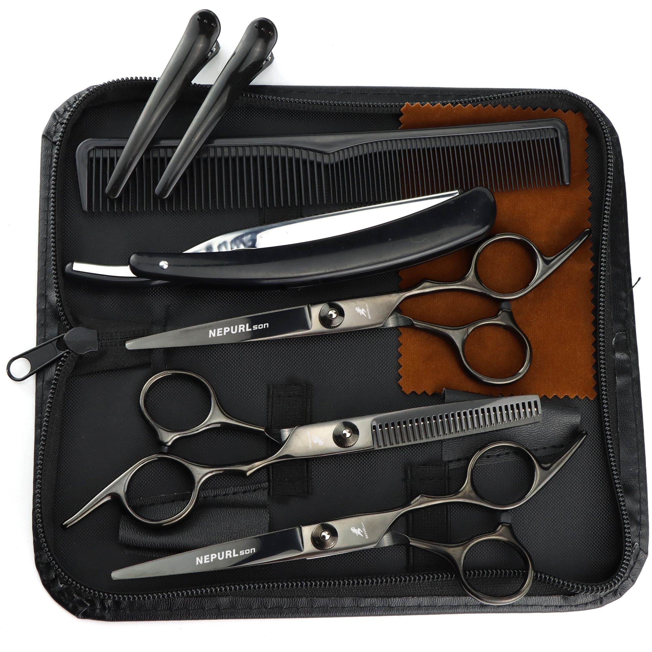  9pcs professional haircutting scissors set 6 0 inch texturizing thinning shears for all hair types right handed scent free Product details 4