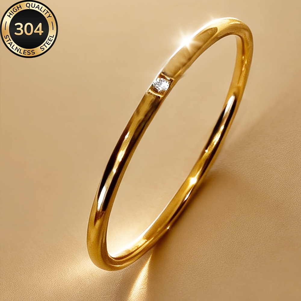 2pcs 18K Golden Plated Ring Set, Women's Daily Wear