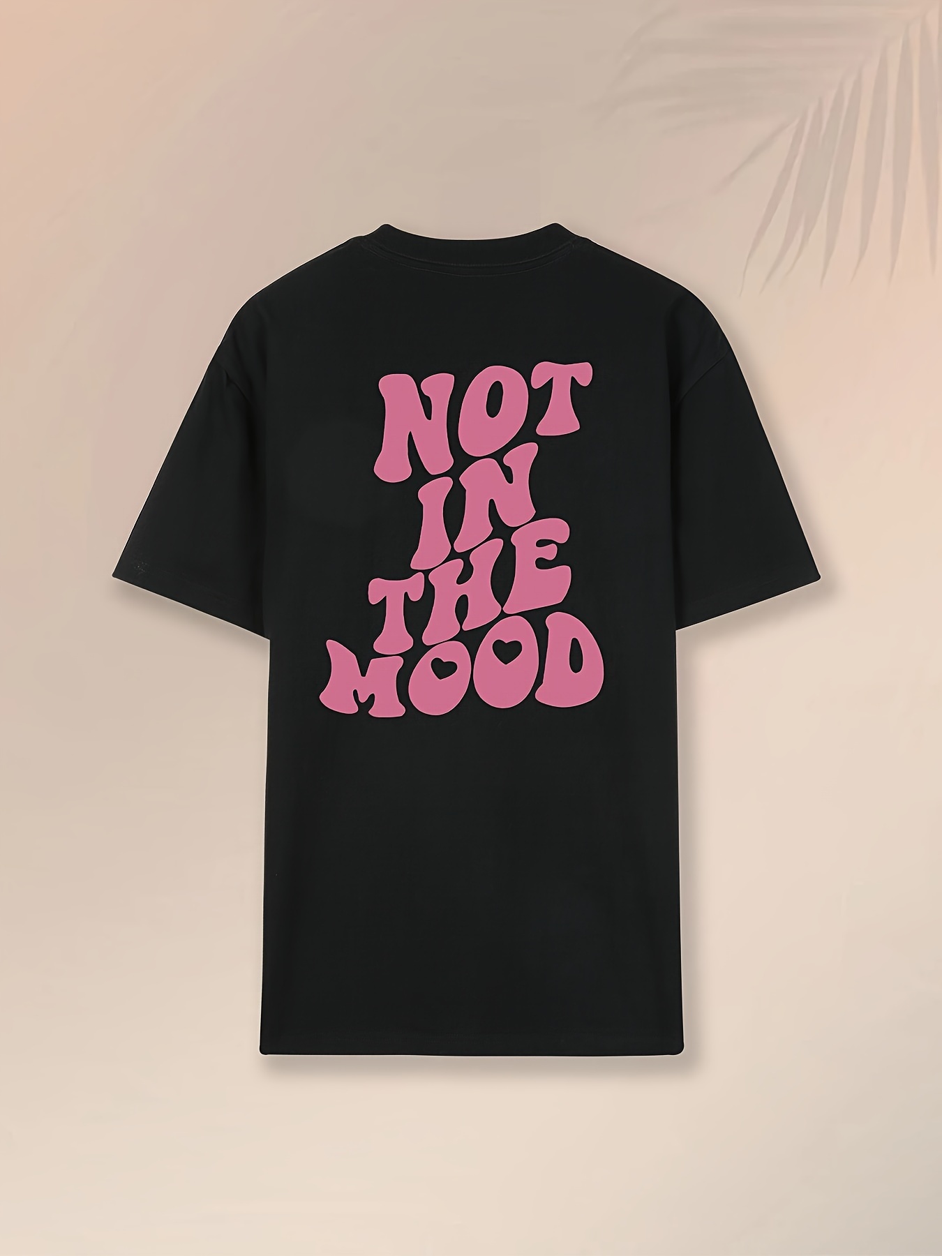 Not In The Mood Print T-Shirt, Crew Neck Short Sleeve T-Shirt, Casual Sport  Tops, Women's Clothing