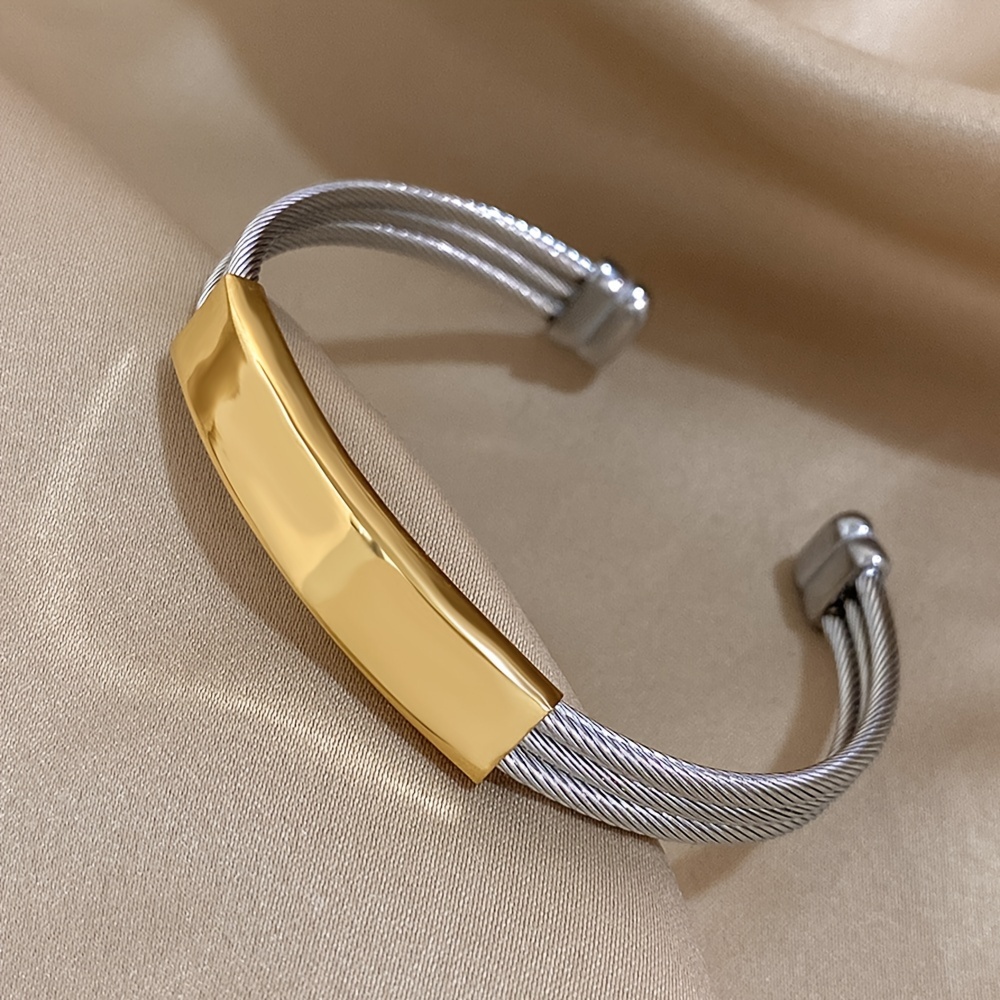 Stainless Steel Silvery Cable Wire Bangle Bracelet, Unique Design
