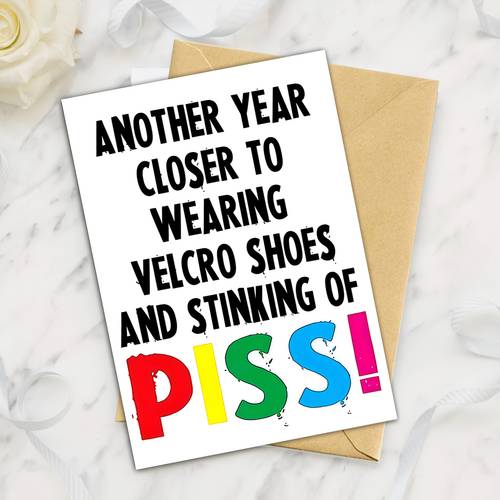 1 envelope included vulgar humor birthday year closer to slippers funny greeting card suitable for him her bestie colleague family colorful and fun text high quality printing