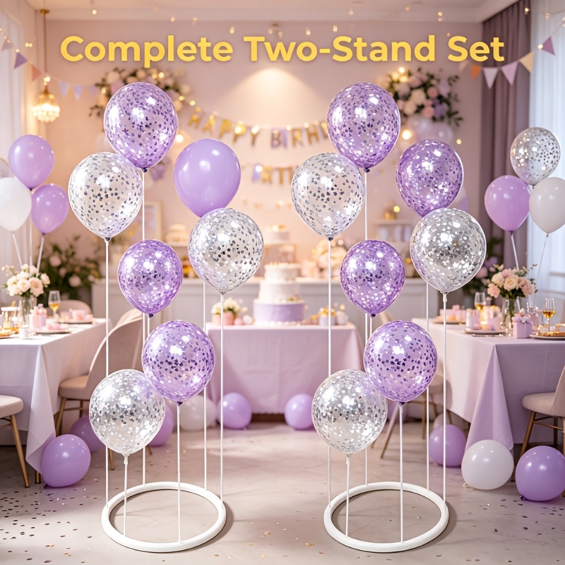 TEMU 2 Sets Of Round Balloon Decoration Stand Sets, Balloon Accessories, Easy-to-assemble Round Balloon Display Stand, Suitable For Engagement