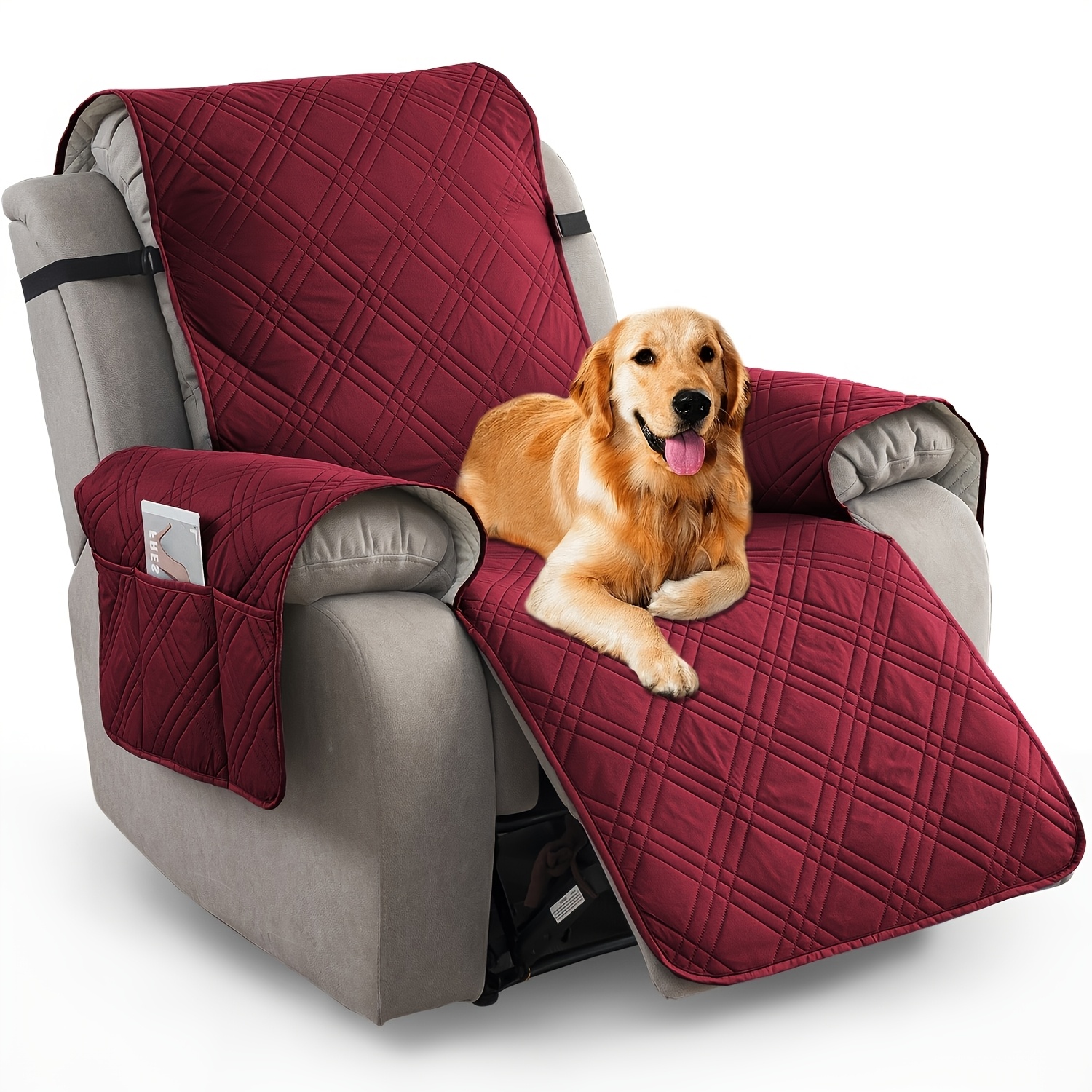 TEMU 1pc Recliner Chair Cover, Non Slip Recliner Slipcover For Recliner Chair With Pocket, Washable Reclining Chair/furniture Protector For