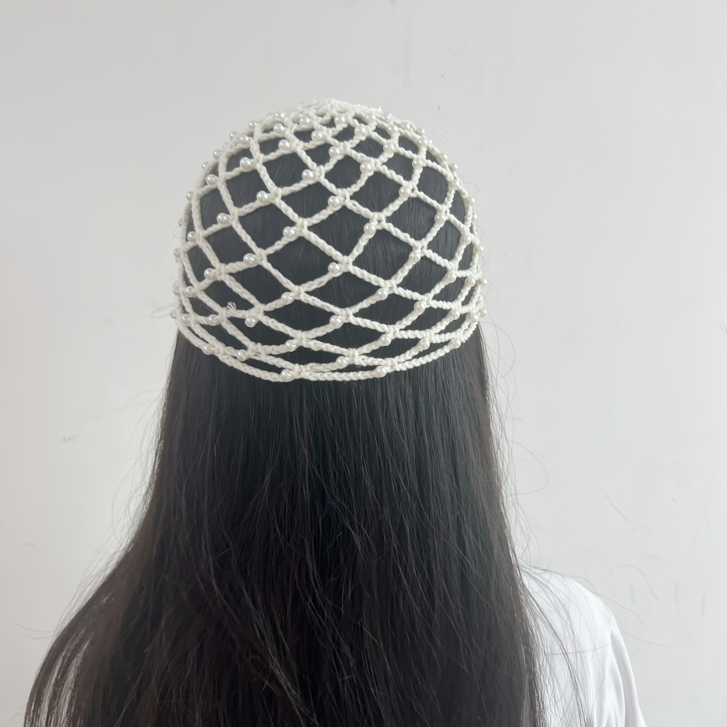 TEMU Hollow Hat For Women, Thin Handmade Crochet Pearl Weave Hat, All- Cover Hat