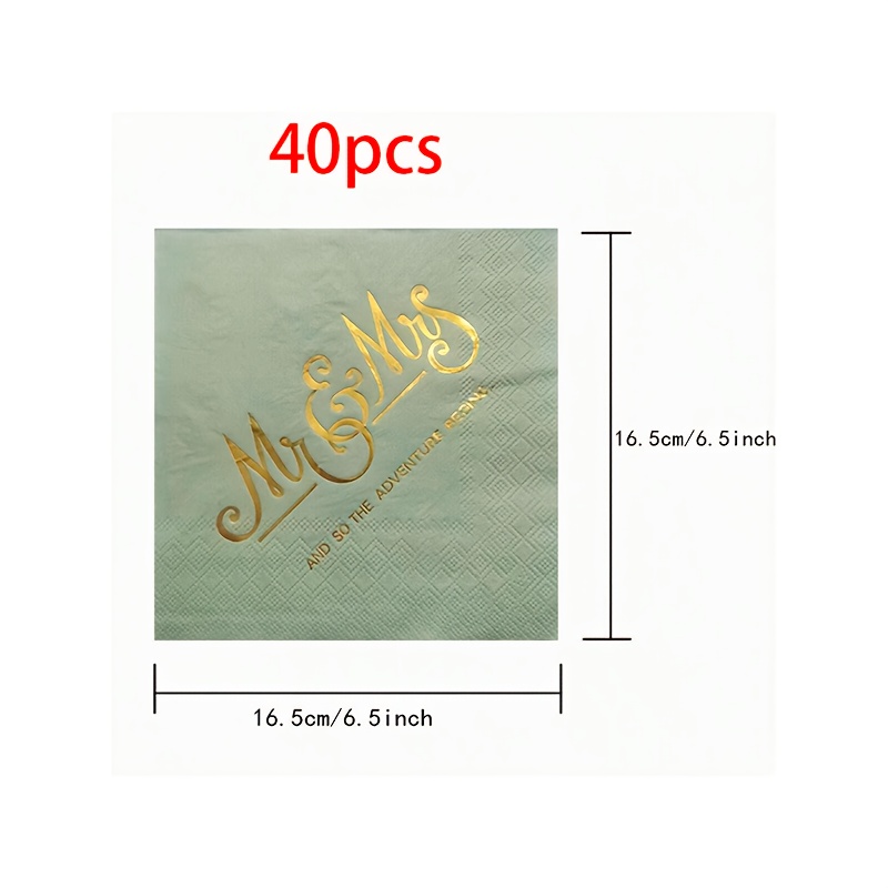 20pcs/40pcs Sage Green Wedding Napkins Golden Cocktail Beverage Dessert Napkins For Wedding Shower Engagement Party Decorations Wedding Cake Table Decor Supplies For Halloween、christmas