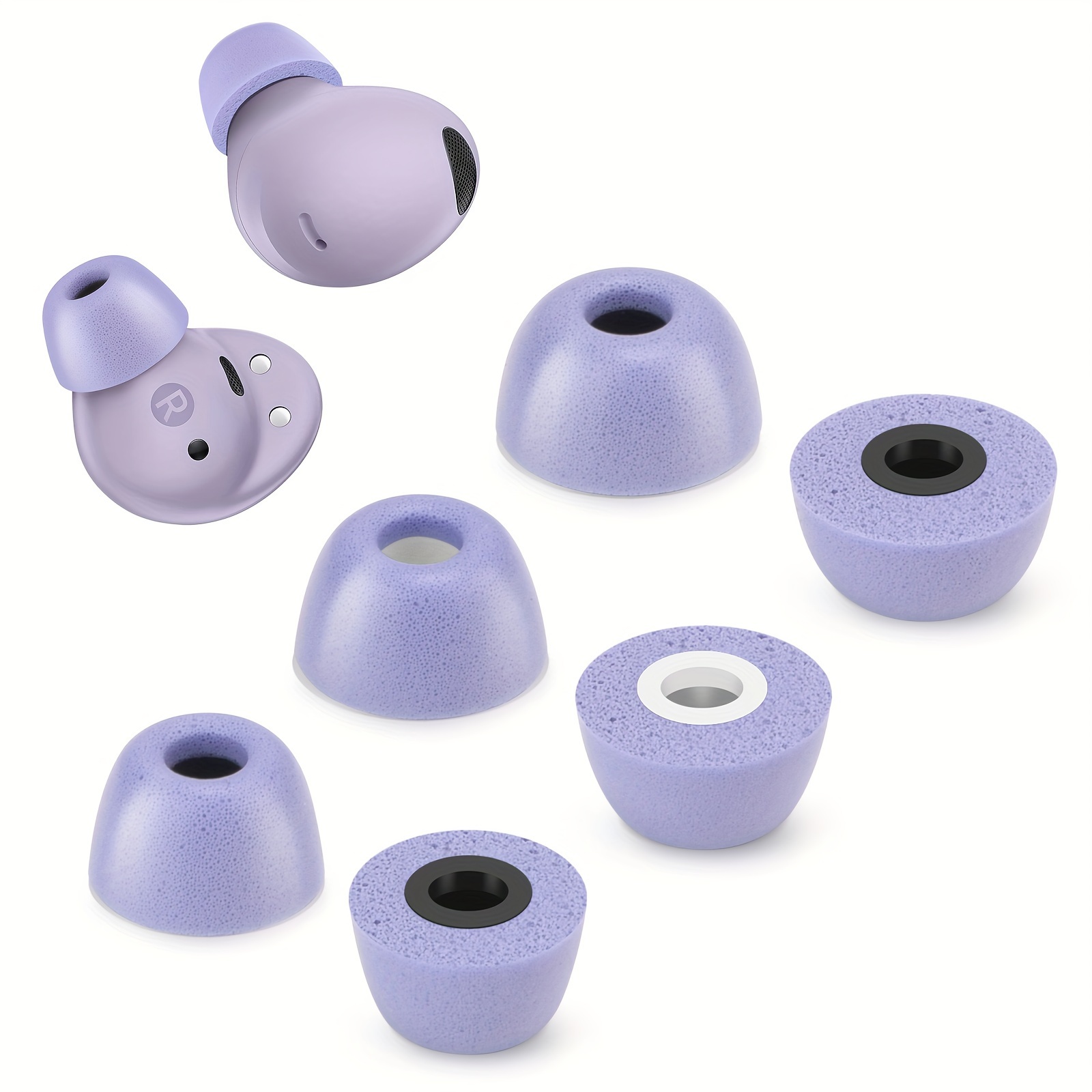 

Memory Foam Tips For Samsung , No Silicone Eartips Pain, Anti-slip Replacement Ear Tips, Fit In The Charging Case, Reducing Noise Earbuds, 3 Pairs (assorted Sizes S/m/l, Violet)