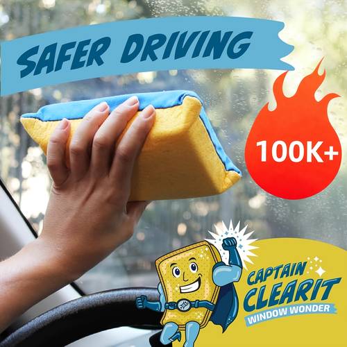 1 captain clear window large super absorbent defogging sponge suitable for cars mirrors glass etc traceless easy to clean suitable for indoor and outdoor use indoor cleaning optimistic design absorbent sponge