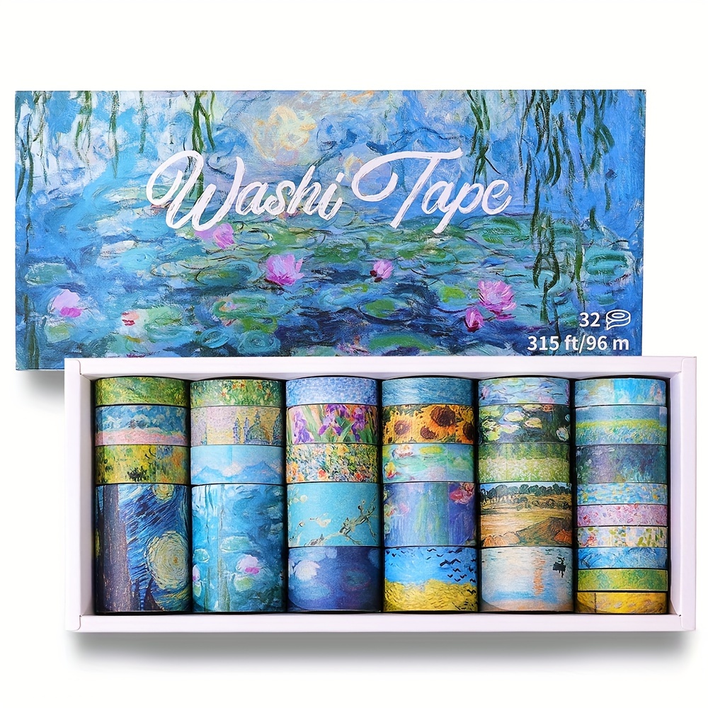 

32 Rolls Washi Tape Set, Colored Oil Painting Decorative Masking Tape Vintage Artists Tapes For Journaling, Junk Journal, Diy Craft Projects, Scrapbooking Supplies Decor