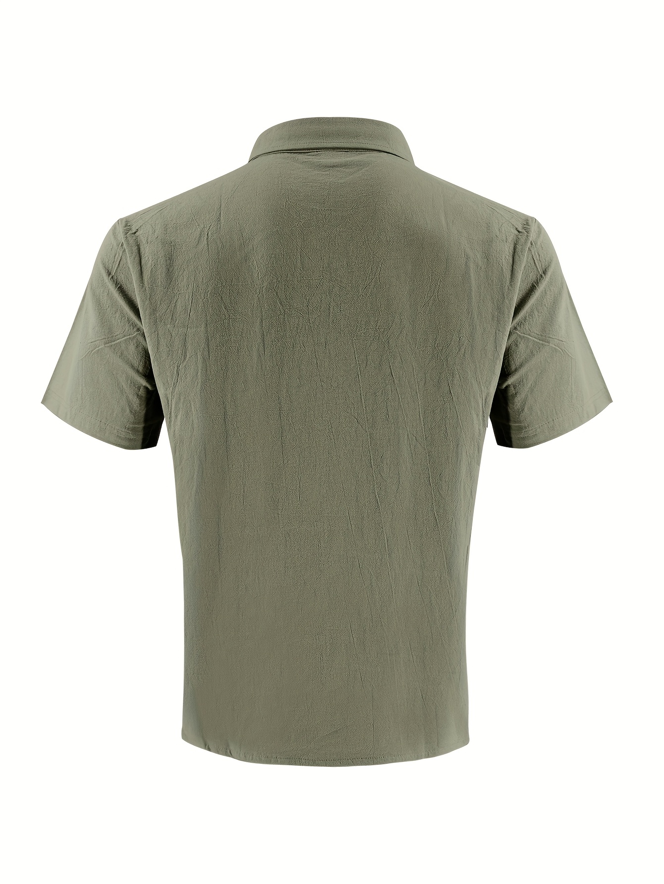 Men'S Summer Linen Casual Short Sleeve Shirt And Loose Beach Long Pants Set