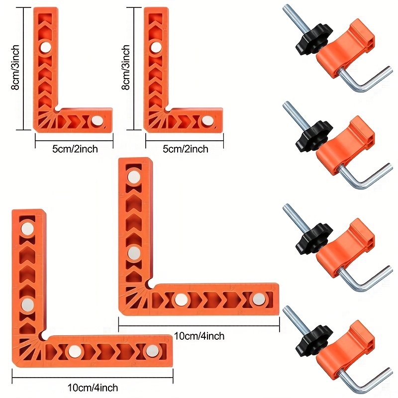 TEMU Set di ad Retto da 90 Gradi con di Posizionamento, 3"/4" in Plastica per Lavorazione del Legno, Cornici, Mobili e Scatole, 8 - Kit Strumenti per