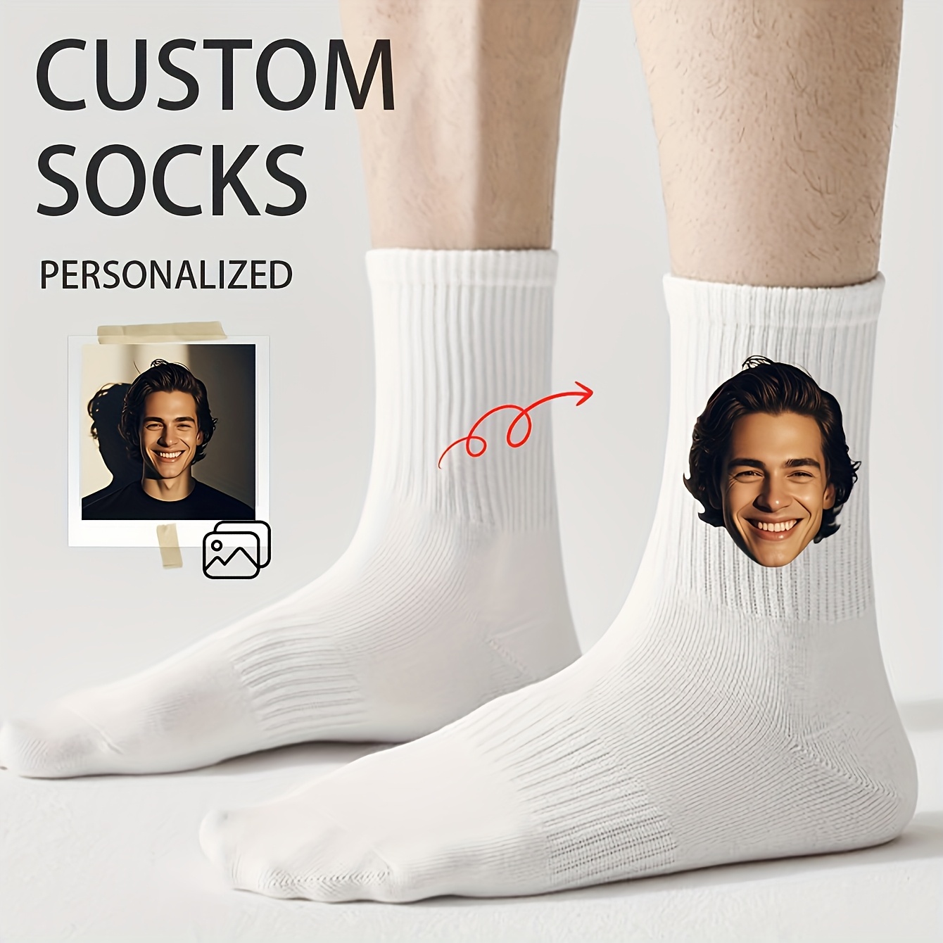 TEMU 1 di calzini personalizzati, calzini coordinati personalizzati, con design e foto, calzini regalo romantici, regali di anniversario per coppie,