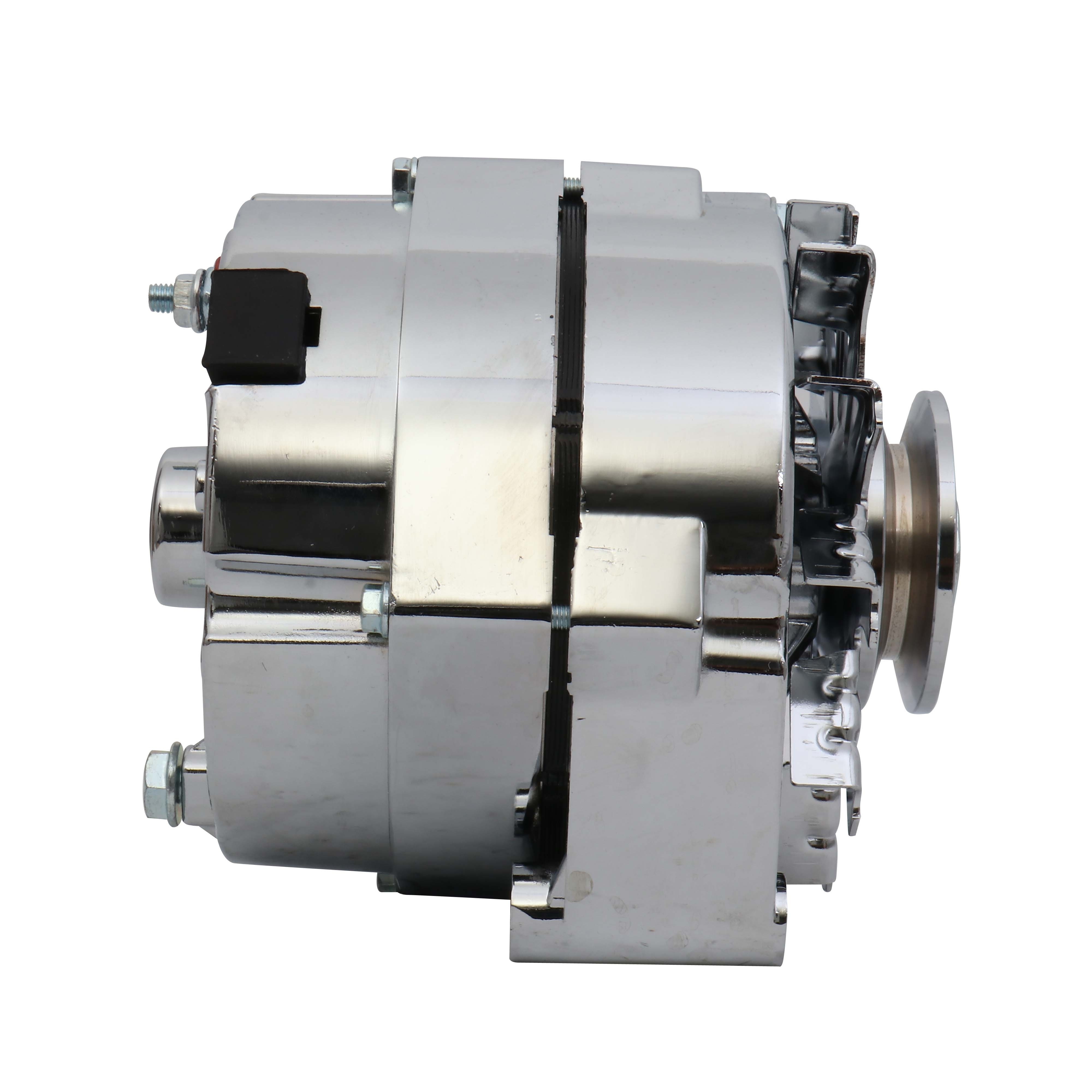 Alternator For 110Amp Chrome 1 Wire Self Exciting Street Rod GM 305 350 BBC SBC OE 1-2400-11DR-2B, 7127-SE105C, ADR0335-C