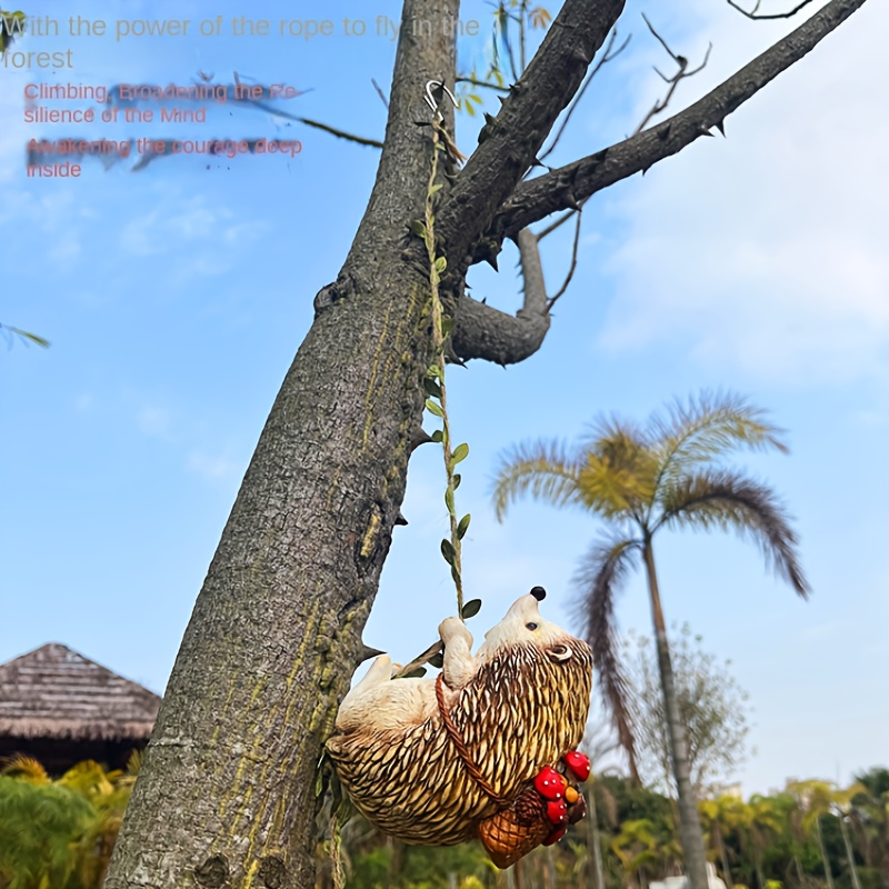 Image of 3d Stereoscopic Resin Hedgehog Hanging Ornament Outdoor Garden Tree Decoration, Suitable For Terrace And Courtyard Use Outdoor Sculpture