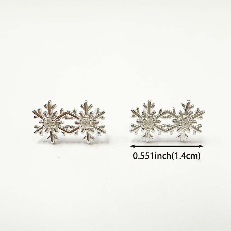 Double Snowflake Zirconia Earrings, S925 Silver