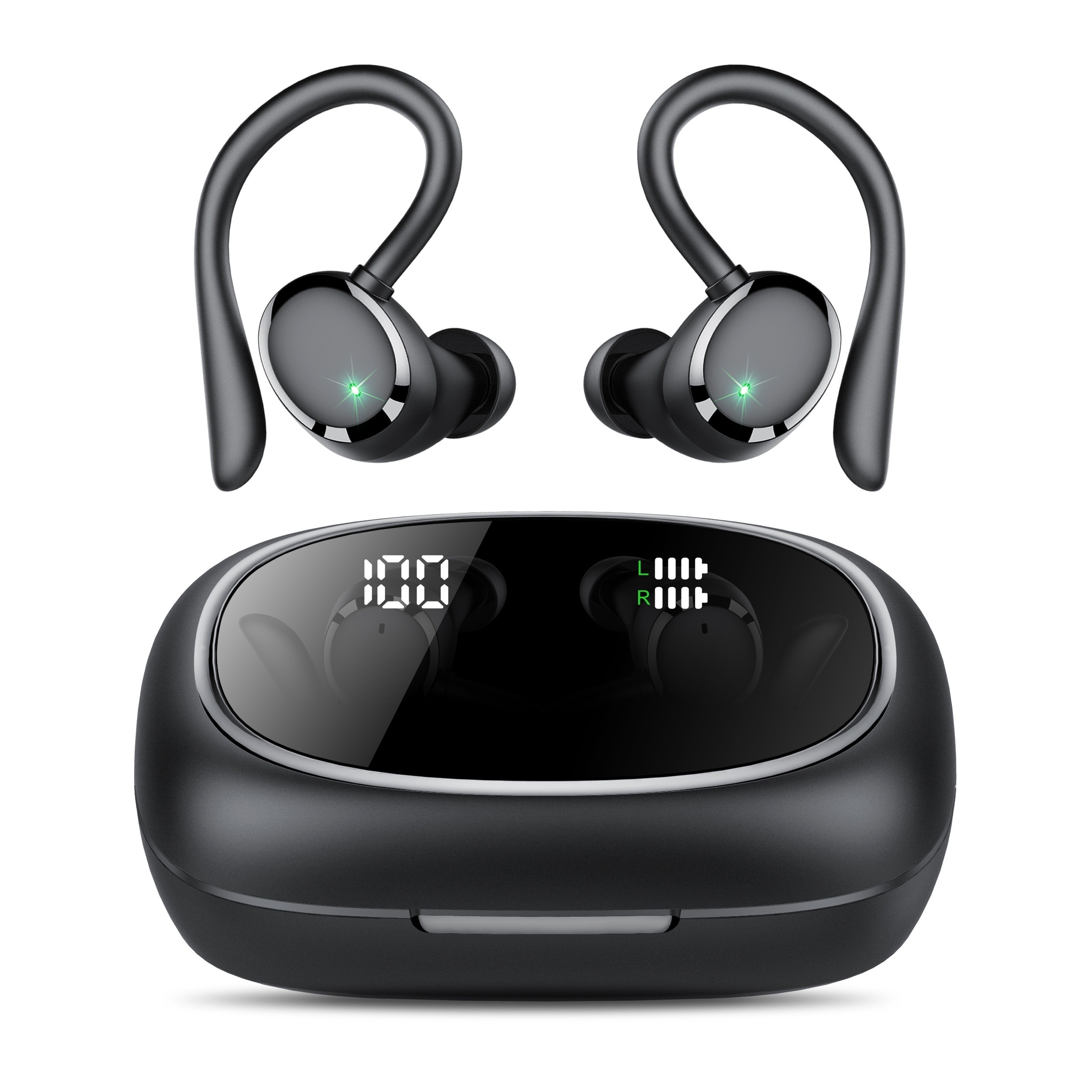 

Ikt A12 New Wireless Earphones For Running Sports, Wireless Earbuds Playback Hd Stereo Audio Led Display, Over-ear Headphones Earphones With Earhooks, Enc Headset Built-in Mic, For Iphone & Android