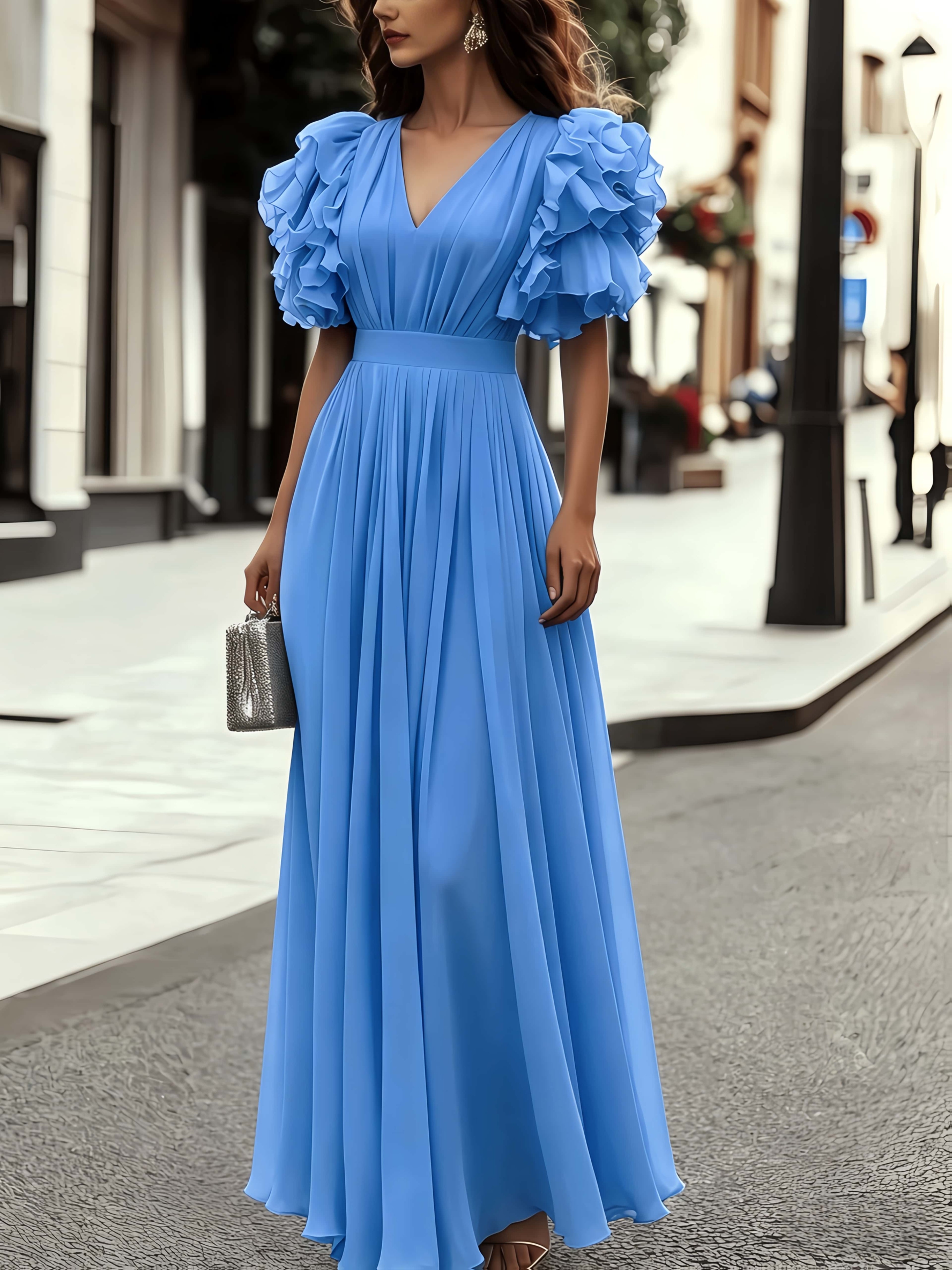elegant blue dresses for wedding guests sold on Temu United States