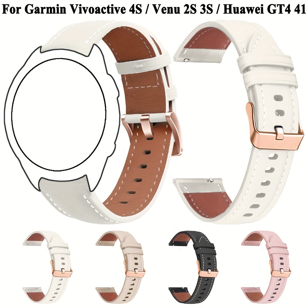 

1pc Synthetic Synthetic Leather Watch Band For Garmin 4s/ 2s/3s, 3s, 255s/265s, Gt4 41 - Stainless Steel Push Button Clasp, No Battery Required, Watch Strap | Metallic Accent | Watchband