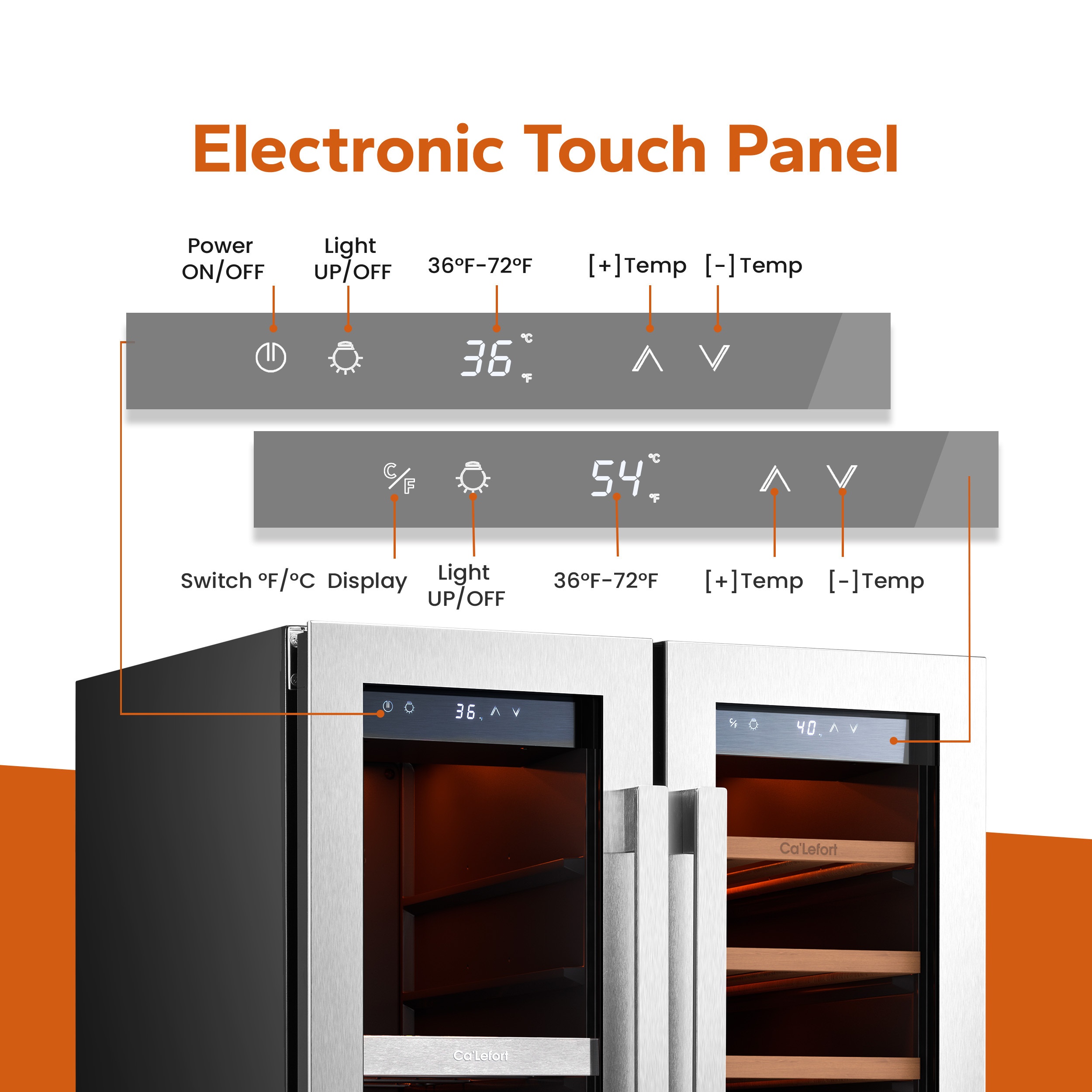 24 inch   wine and beverage refrigerator cooler 60 can and 20   beverage fridge us 115v wine refrigerator with 34 f 54 f temperature control beverage cooler built in or freestanding   home kitchen   cu ft Product details 2