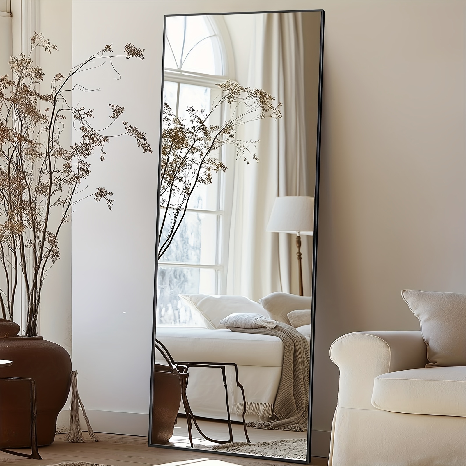 Full Length Mirror Arched Floor Mirror Freestanding, 58×19 In Floor Standing Mirror Full Body Mirror With Stand For Bedroom, Hanging Mounted Mirror For Living Room Cloakroom 10 Full Length Mirror Arched Floor Mirror Freestanding, 58×19 In Floor Standing Mirror Full Body Mirror With Stand For Bedroom, Hanging Mounted Mirror For Living Room Cloakroom - Image 10