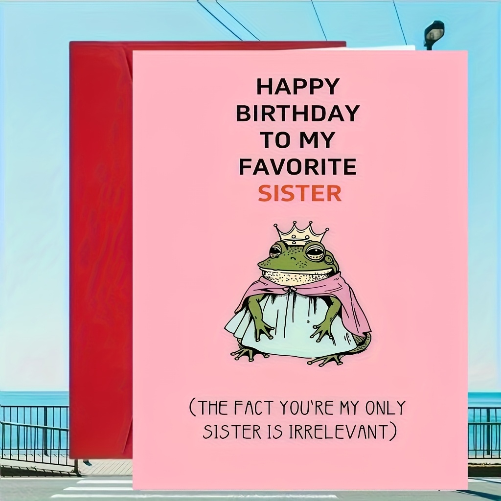 1pc Humorous Birthday Card With Envelope - "happy Birthday To My Sister" - Perfect For Family, , And Colleagues
