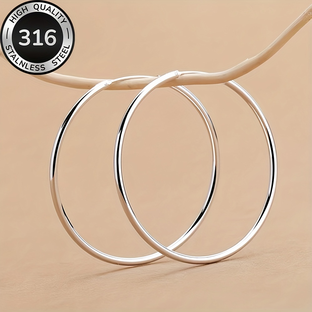 high quality   steel large hoop earrings comfortable and versatile simple and elegant suitable for daily wear or parties fashionable womens jewelry accessories a delicate gift for women Product details 2