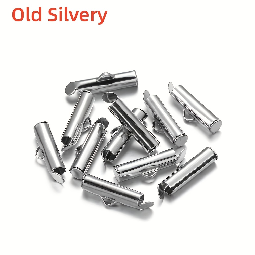 25pcs/pack Crimp End Caps Slider Clasp Buckles Tubes Bracelet Connectors Loom Findings For Jewelry Making Additions