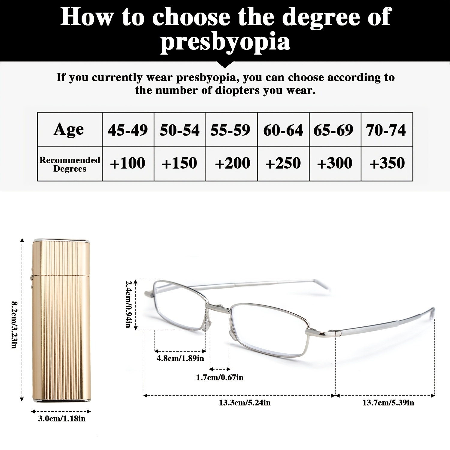 Portable Retractable Foldable Reading Glasses
