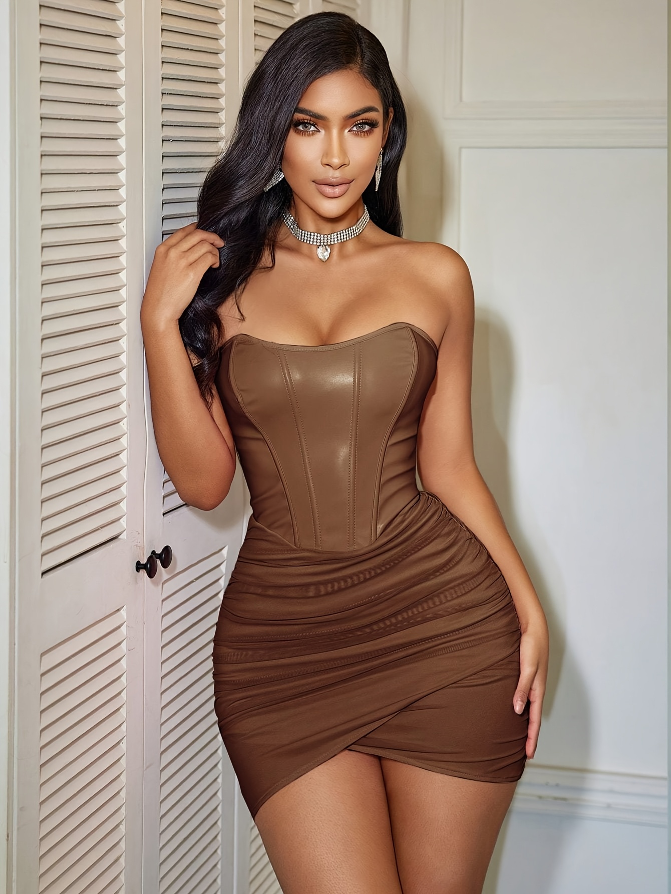 womens fashion brown bustier corset dress figure - Temu Mauritius