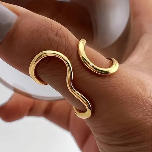 an irregular line stainless steel open end ring a niche and adjustable ring a unique and elegant piece a gift for women suitable for daily wear vacations and holidays