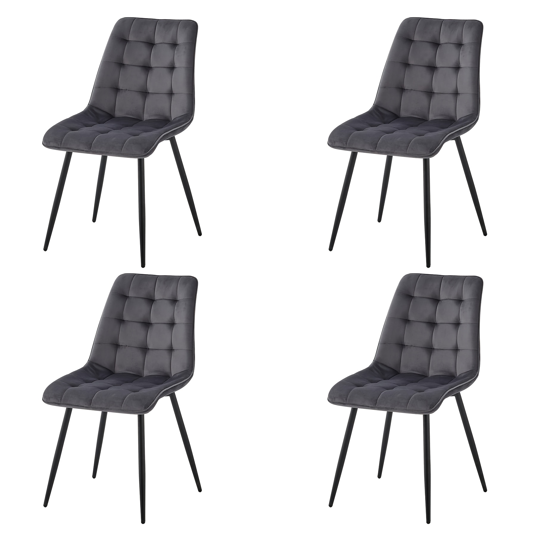 Egoonm Set Of 4 Velvet Dining Chairs, Modern Kitchen Chairs With Metal Legs, Upholstered Armless Side Chairs For Home, Office, Cafes And Other Public Places
