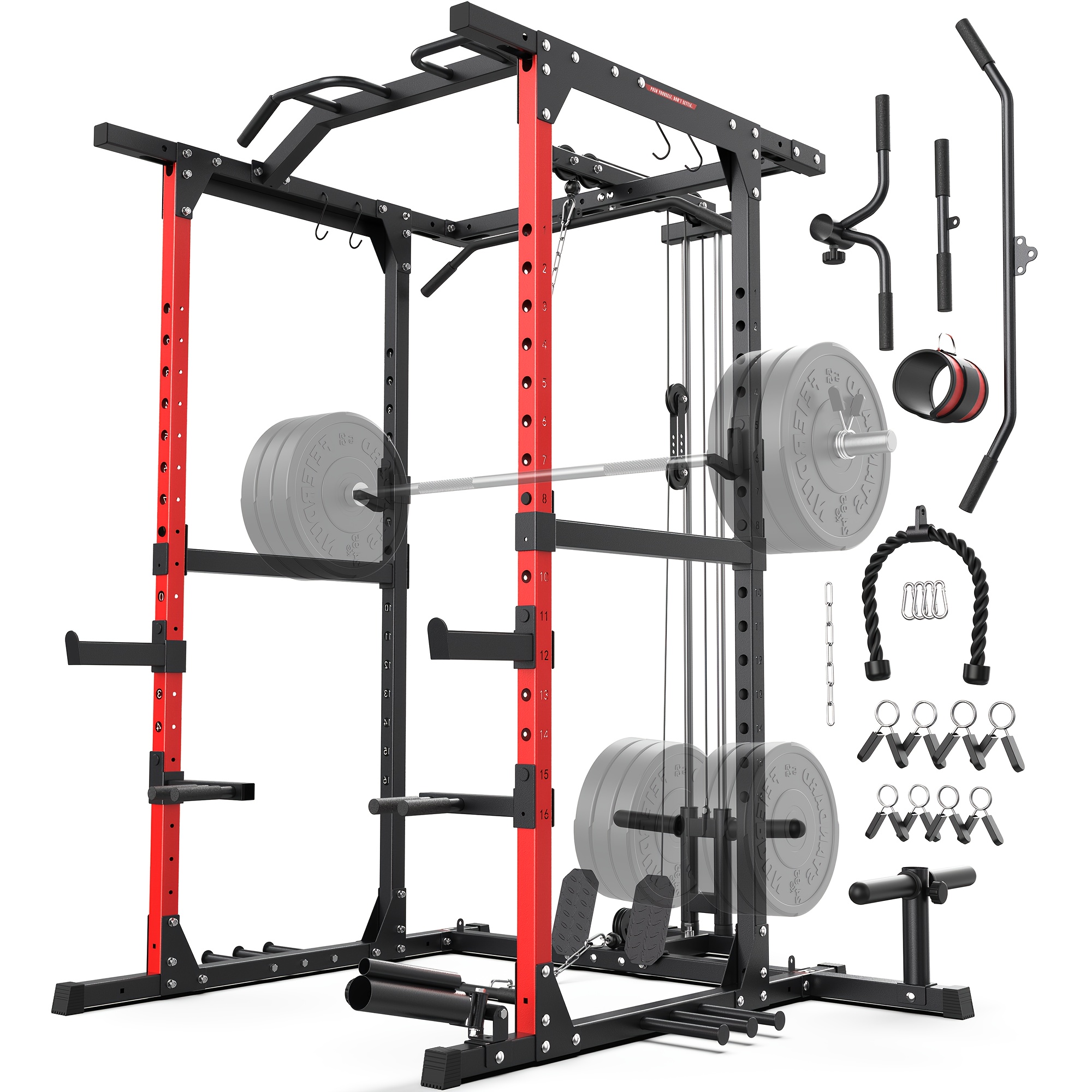 Dip Bars Plate Holders Fitness Reality Power Cage Attachment Set -  Landmine, Plate Holders, J-Hooks, Dip Bars Gym Equipment Attachments, image size:2000x2000