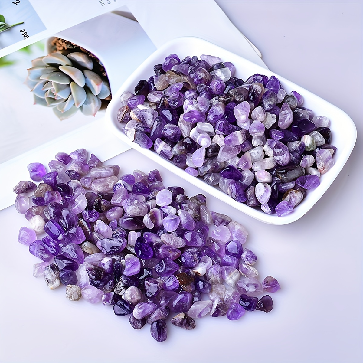 

100g/pack Natural Crystal Amethyst Stone, Fine Polished Irregular Shaped Crushed Stone, Indoor Decorative Stone, Fish Vase, , Filling Stone, Aromatherapy Diffuser Stone Crushed Stone