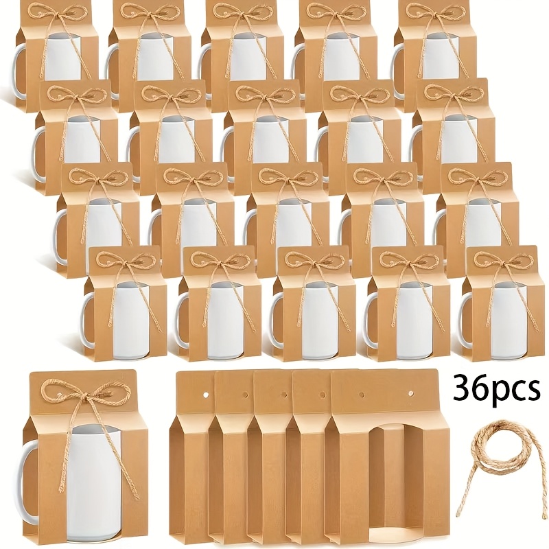TEMU Gift For Her/him 36pcs - White Mug Gift Box, Empty Box With Ribbon, 11-12oz Mug - Perfect For Blank Gift Wrapping, Mug Wrapping, Christmas,