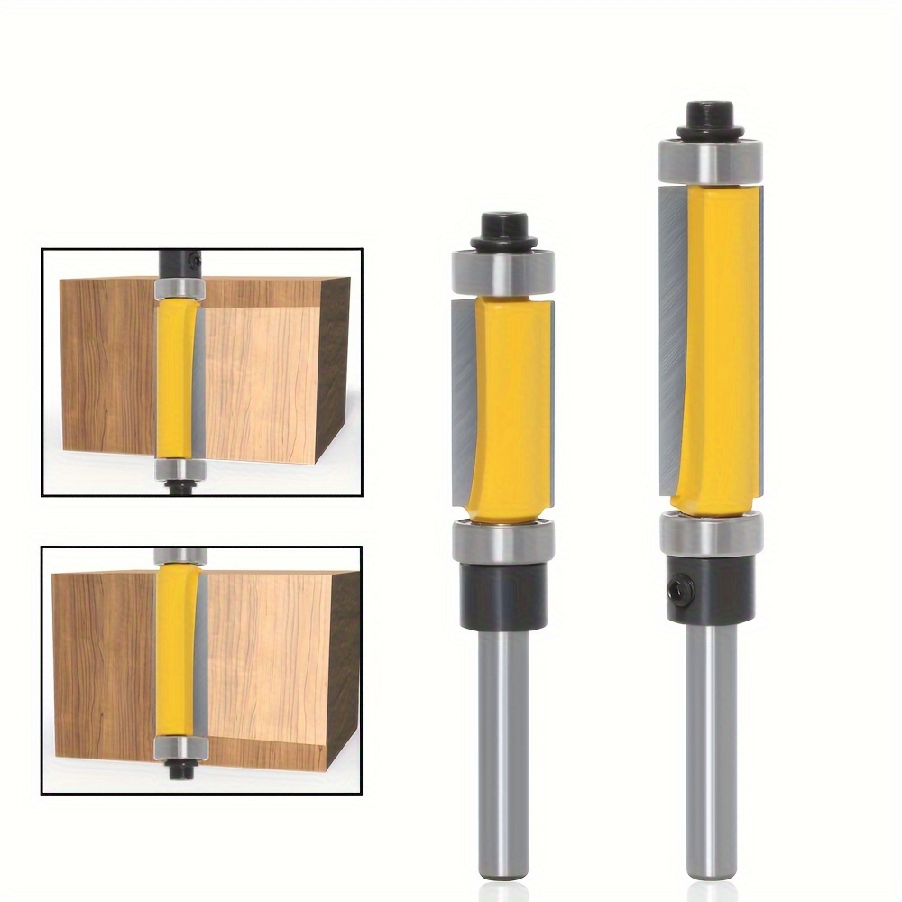 

1pc/2pcs, 1/4in Shank Template/trim Router Bit, Top & Bottom Ball Bearings Milling Cutter, Woodworking Tool