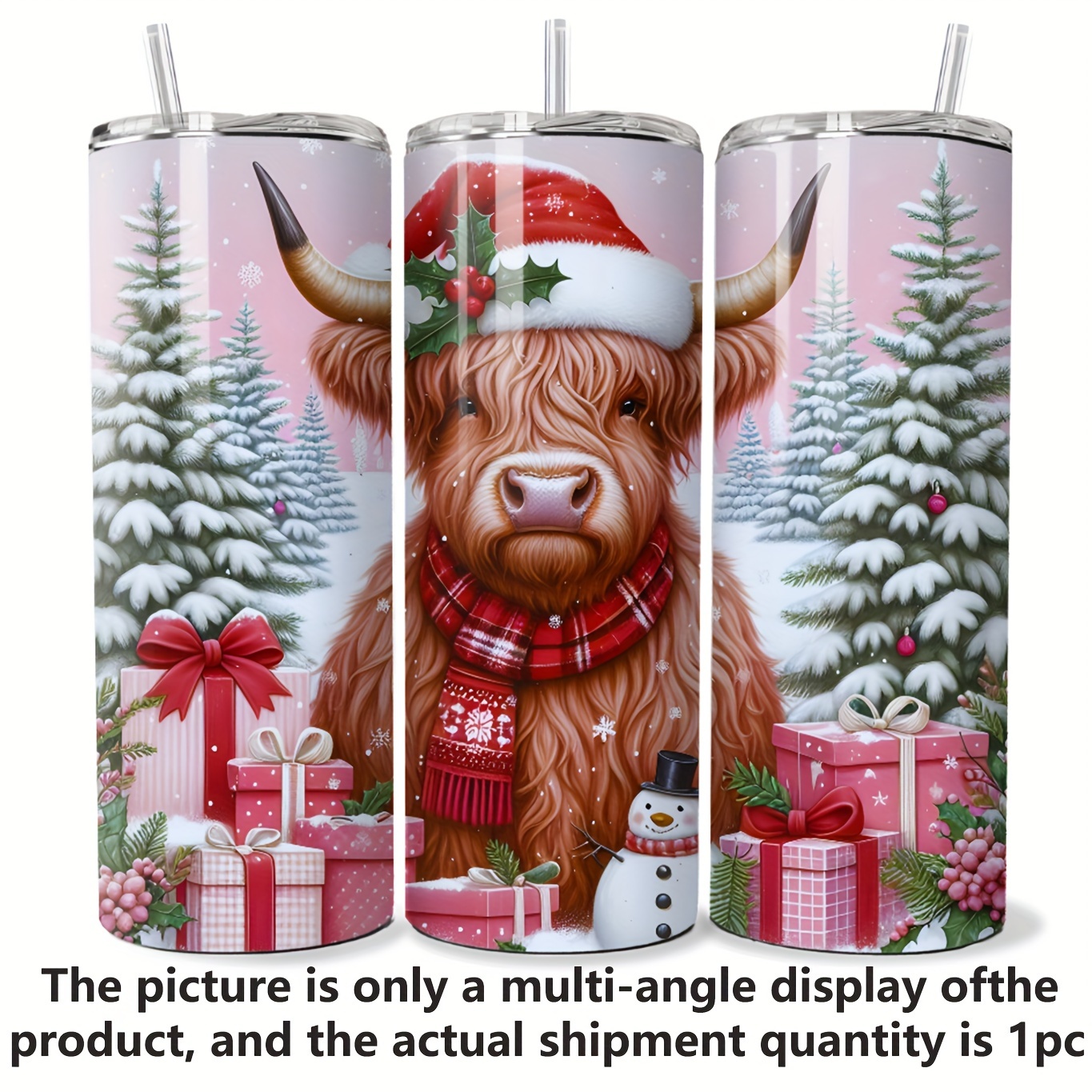 

Highland Cow 20oz Stainless Steel Tumbler, Insulated Coffee Cup, Thermo For Cold Drinks & Ice Water, Festive Christmas & Holiday Design, Ideal For Back To School, Outdoor Use, Thanksgiving Gift