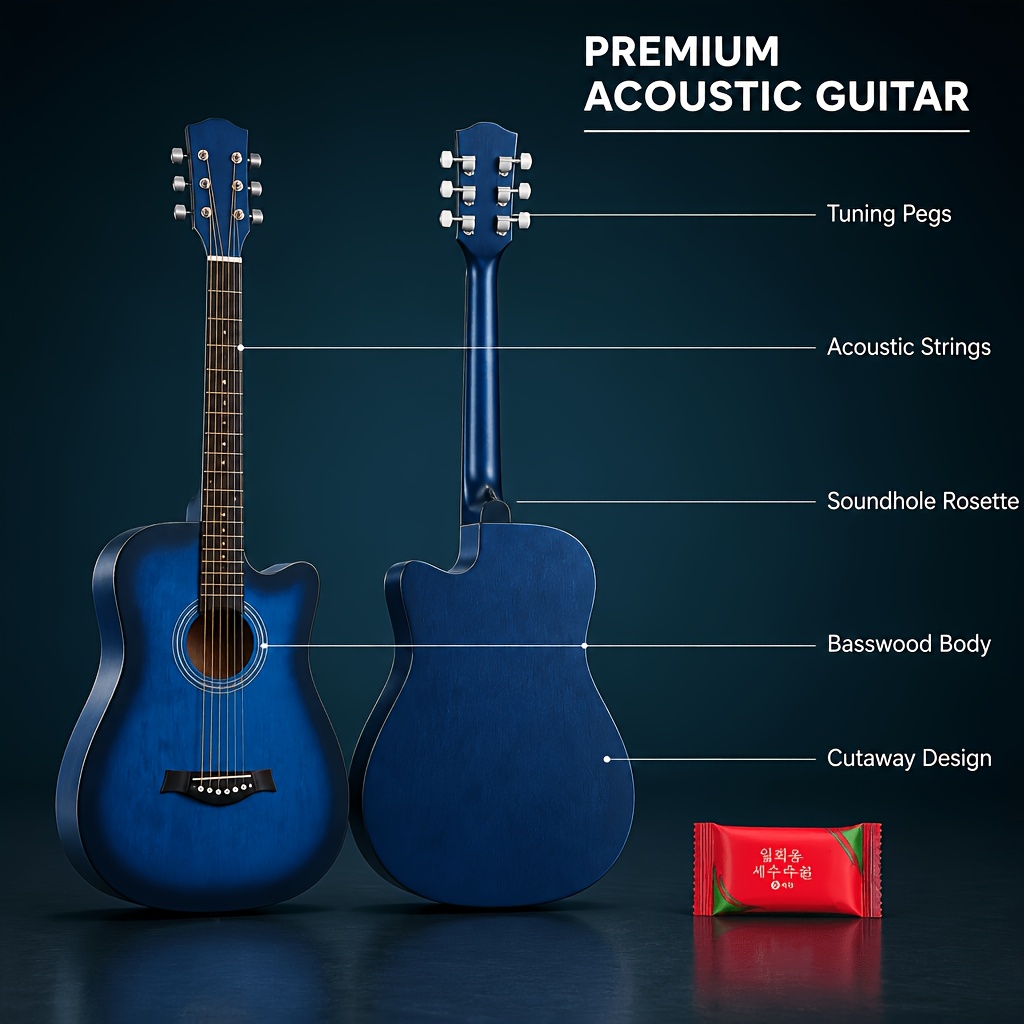 Beginner Acoustic Guitar 38 Inch Full Size with Smooth Fingerboard... product image 8