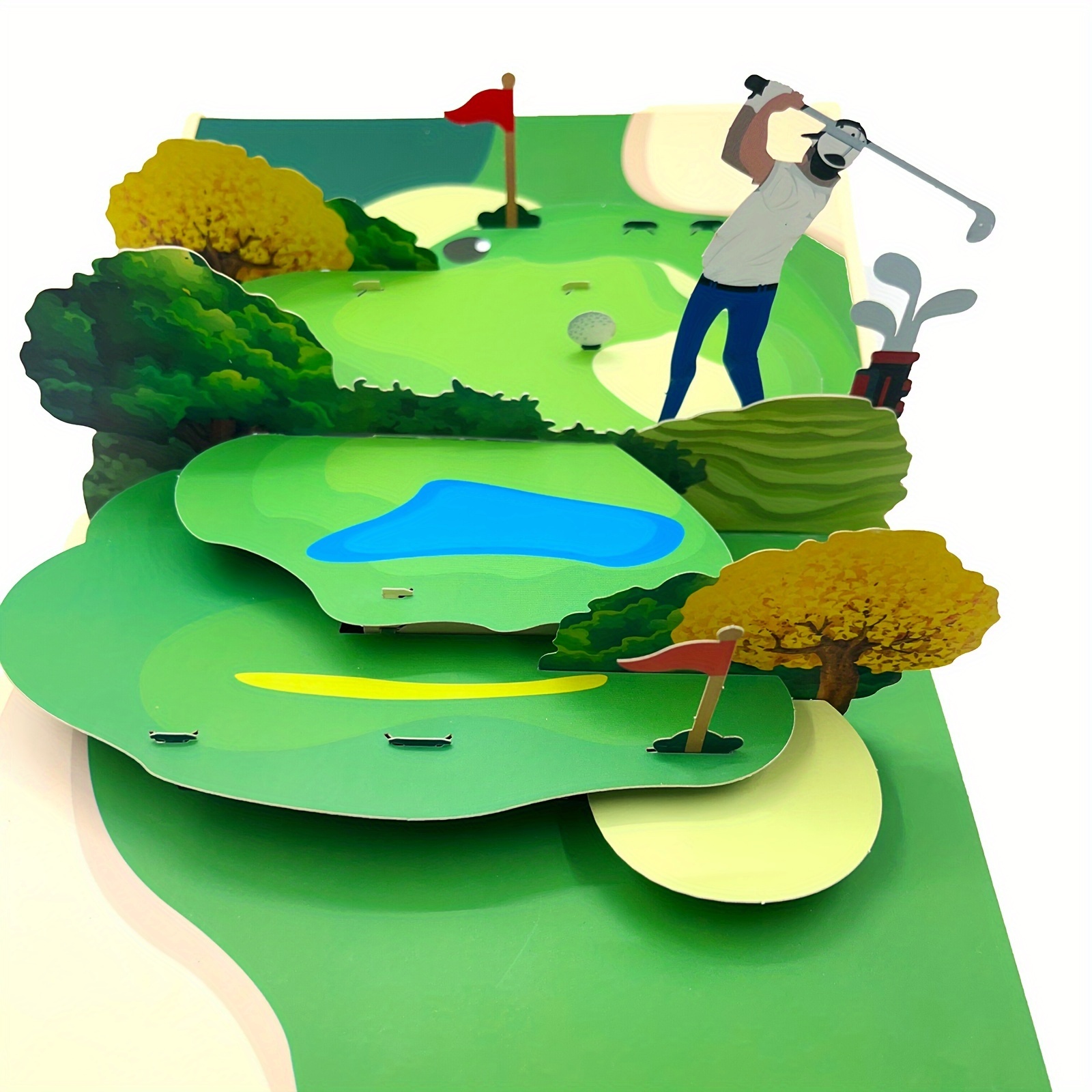 

1pc Golf Pop Up Birthday Card For Men, Father's Day Card, 3d Golf Birthday Card Greeting Card For Retirement Special Friendship