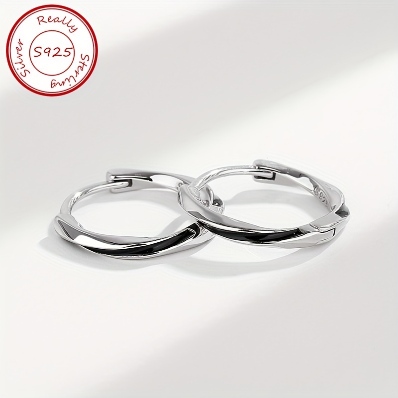 

1pair 925 Sterling Silver Hypoallergenic Hoop Earrings Simple Elegant Style Suitable For Women