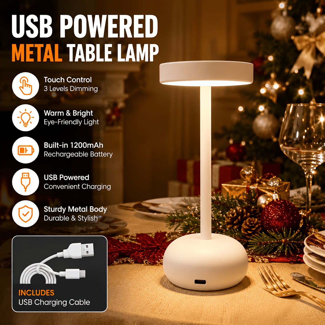 Minimalist LED Table Lamp with Touch Sensor and Infinite Dimming