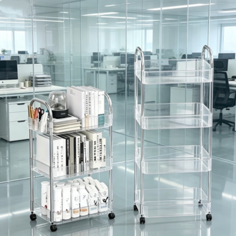 multifunctional movable storage cart acrylic transparent   casters universal for kitchen bathroom bedroom and office Product details 6