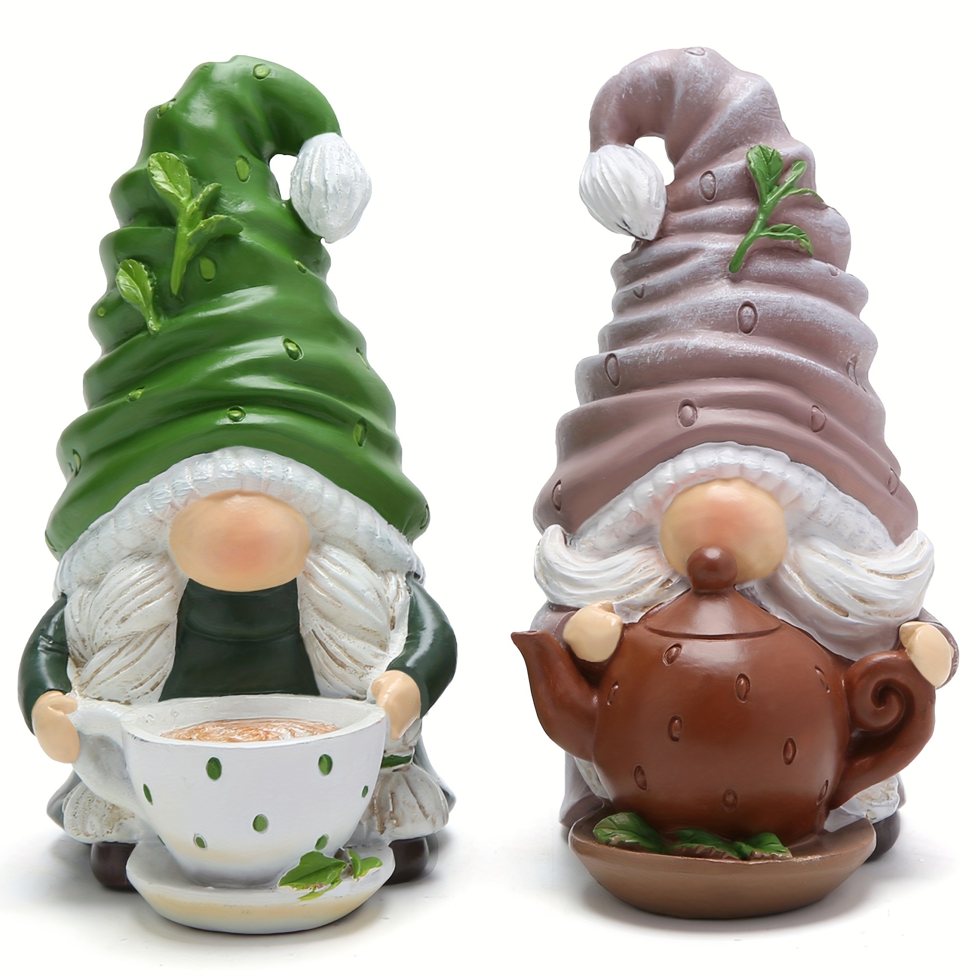 

2pcs Handcrafted Resin Tea Gnomes Figurines, Scandinavian Elf Decorations, Indoor & Outdoor Use, No Electricity Required, Ideal For Home & Party Decor